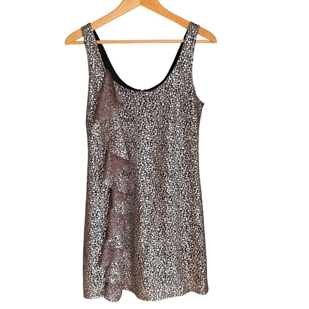 Guess Brown Silver Metallic Knit Sleeveless Mini Dress Size 5 Party Club Y2K - Picture 2 of 14
